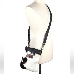 Bagua western leather pony hair crossbody bag